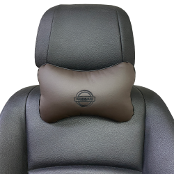 Подушка под шею коричневая с вышивкой 